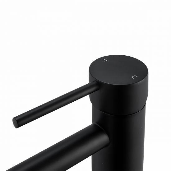 LUCID PIN Series Round Black Basin Mixer - Living and Bathroom