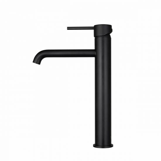 LUCID PIN Series Round Black Tall Basin Mixer - Living and Bathroom