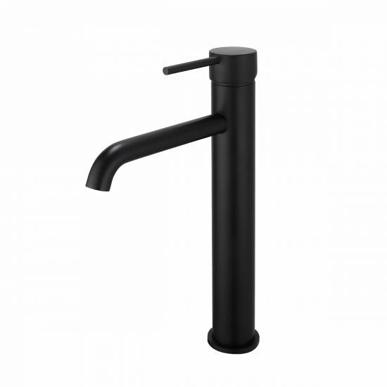 LUCID PIN Series Round Black Tall Basin Mixer - Living and Bathroom