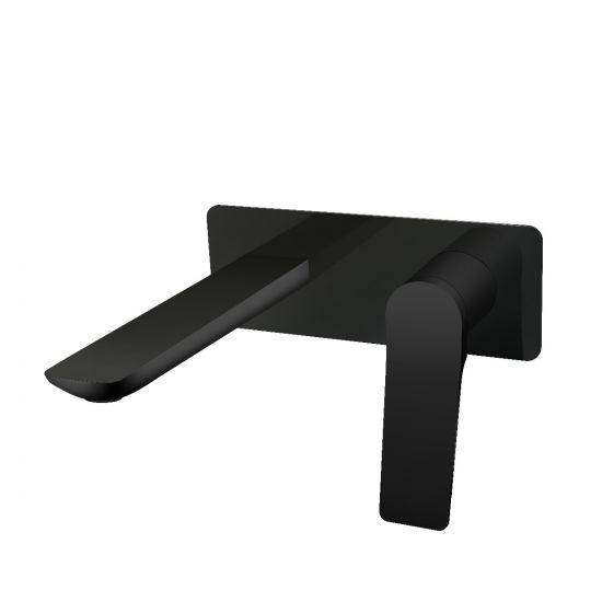 RUSHY Series Square Black Wall Mixer with Spout(color up)(with extension) - Living and Bathroom