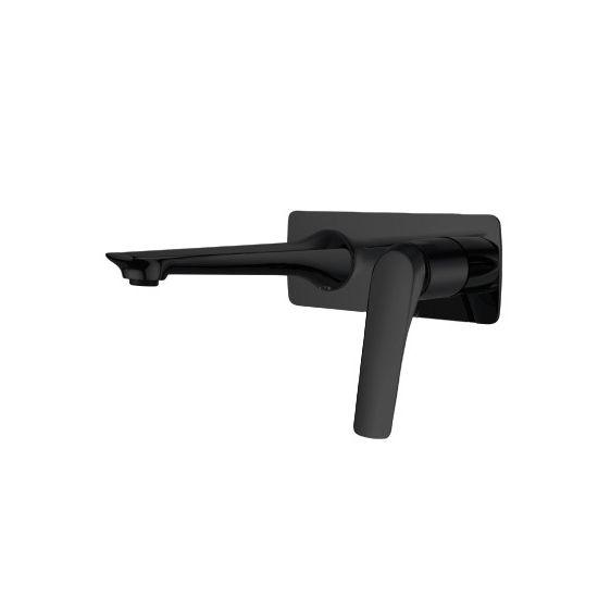 AU Square Black Bathtub/Basin Wall Mixer With Spout - Living and Bathroom