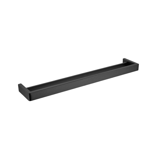 IVANO Series Square Black Double Towel Rail 600mm - Living and Bathroom