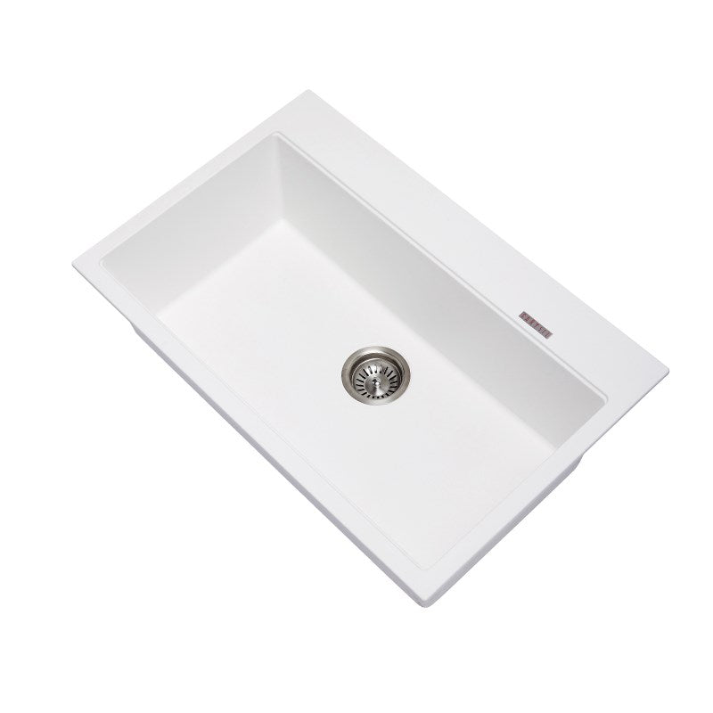 White Carysil Waltz 780 Granite Single Bowl Stone Kitchen Sink 780*510*220mm