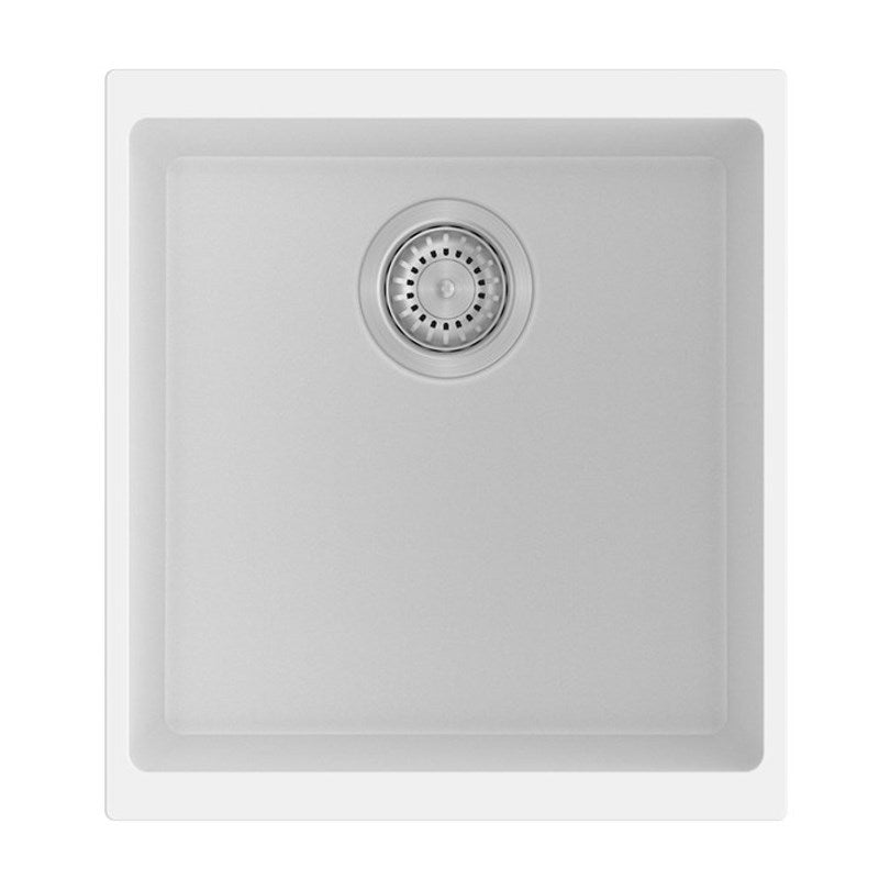 White Carysil Enigma N100M Granite Single Bowl Stone Kitchen Sink 430*460*200mm