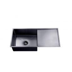 304 Stainless Steel Gun Metal Grey PVD Coating Single Bowl Kitchen Sink with Drainer(Round Edges,with Bottom Tray)960*450*230mm - Living and Bathroom