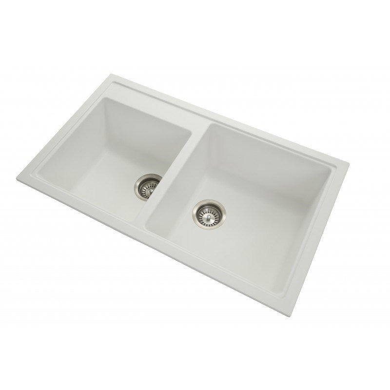 White Carysil Vivaldi N-200 Granite 1 and 3/4 Bowl Stone Kitchen Sink 860*500*200mm