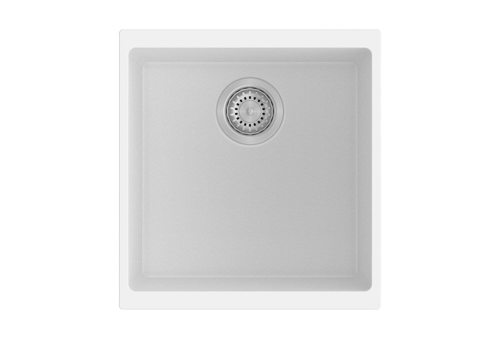 White Carysil Enigma N100M Granite Single Bowl Stone Kitchen Sink 430*460*200mm