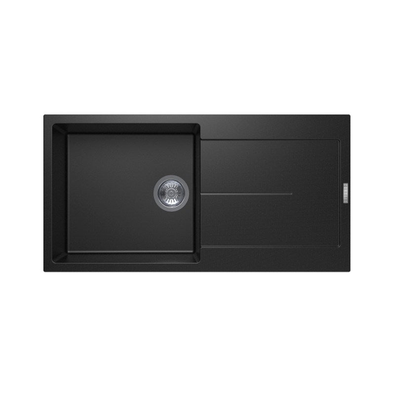 Black Carysil Enigma D100L Granite Single Bowl with Drain Board Stone Kitchen Sink 1000*500mm