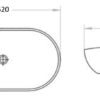 Gloss White Fine Ceramic Above-counter basin 620 x 360 x 160 mm