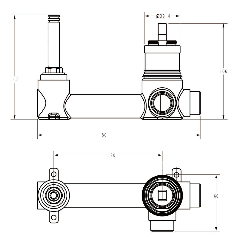 Sora SS Wall Basin Mixer Rough-In Body