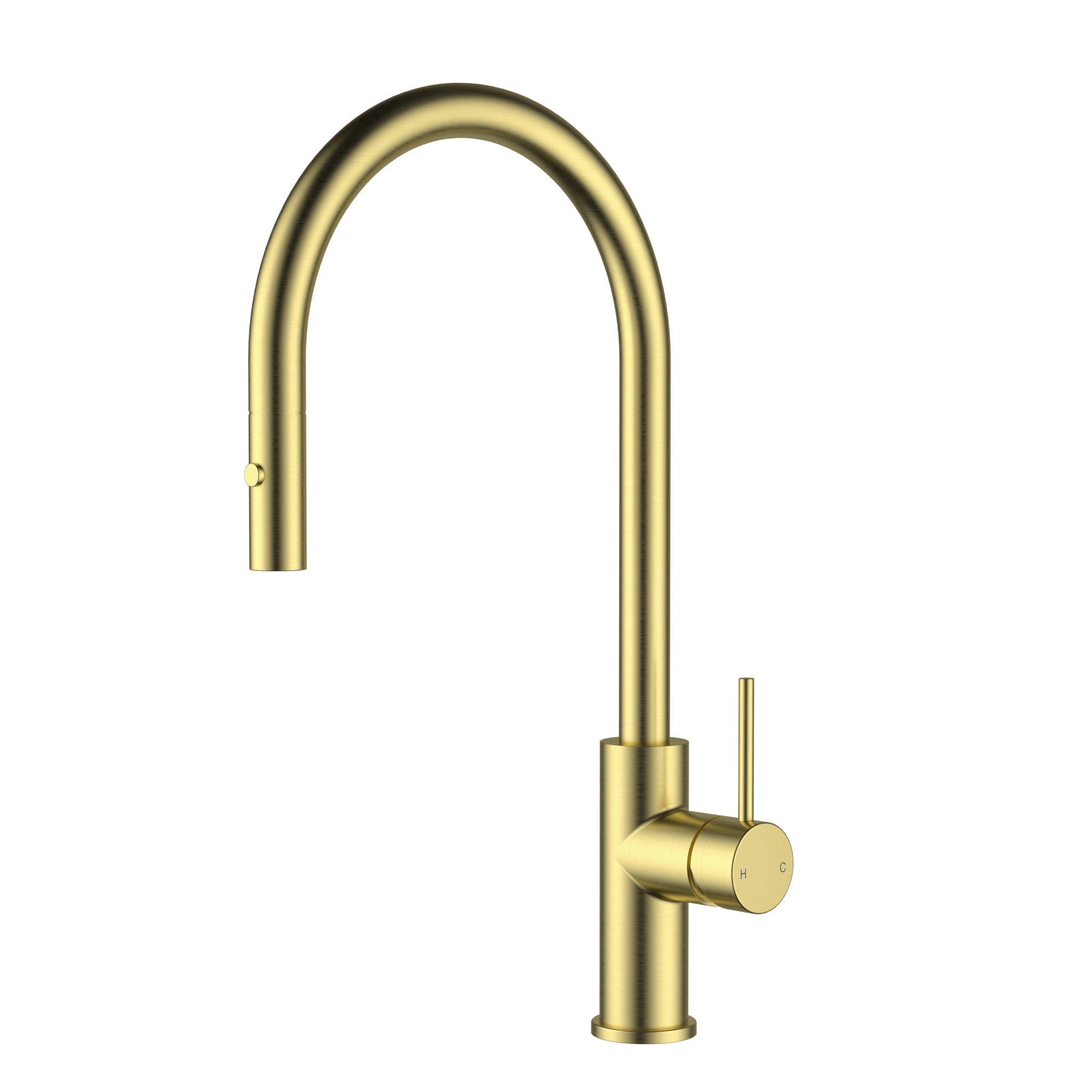 Otus Slimline SS Gooseneck Pull-Out Kitchen And Laundry Sink Mixer Brushed Gold
