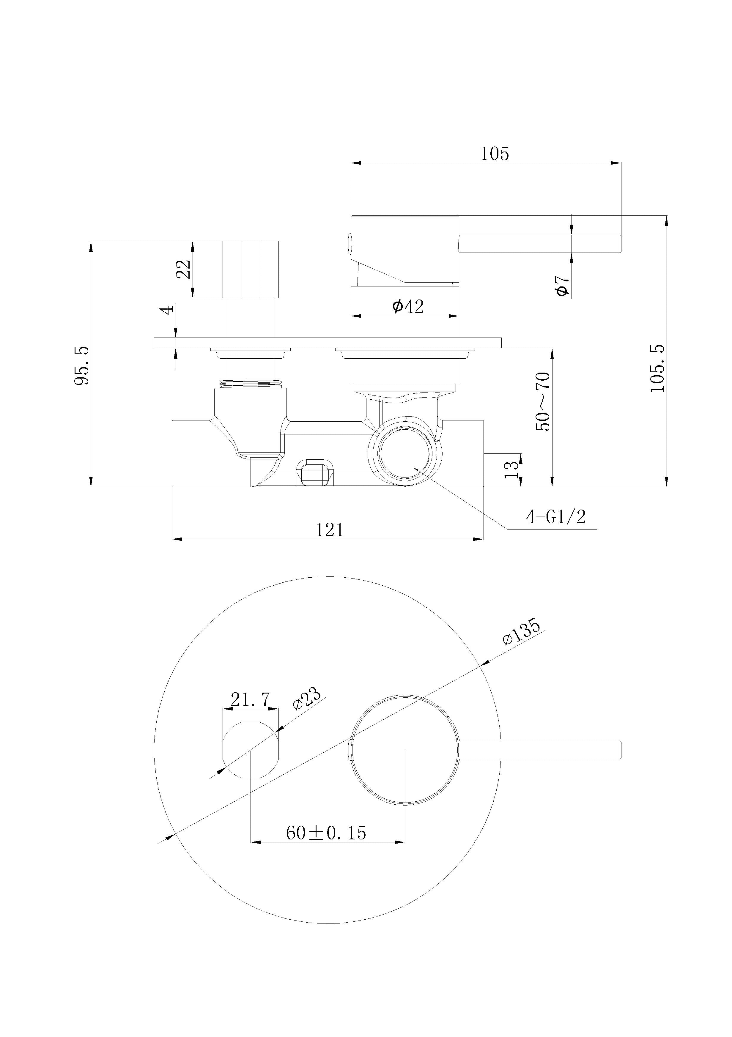 Otus Slimline Wall Mixer Diverter Body