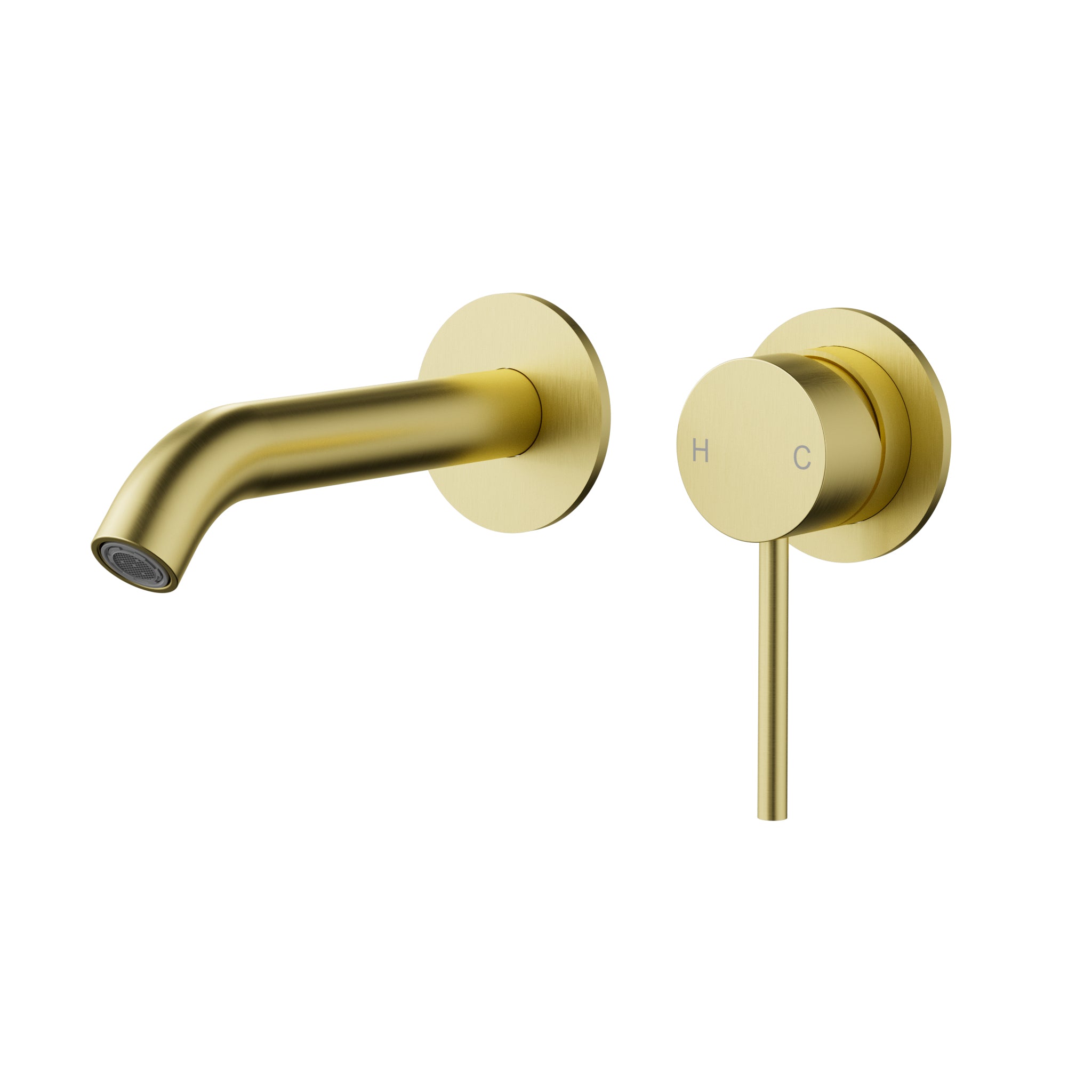 Otus Slimline Wall Basin Mixer with Spout Seperate Trim Kit Brushed Gold
