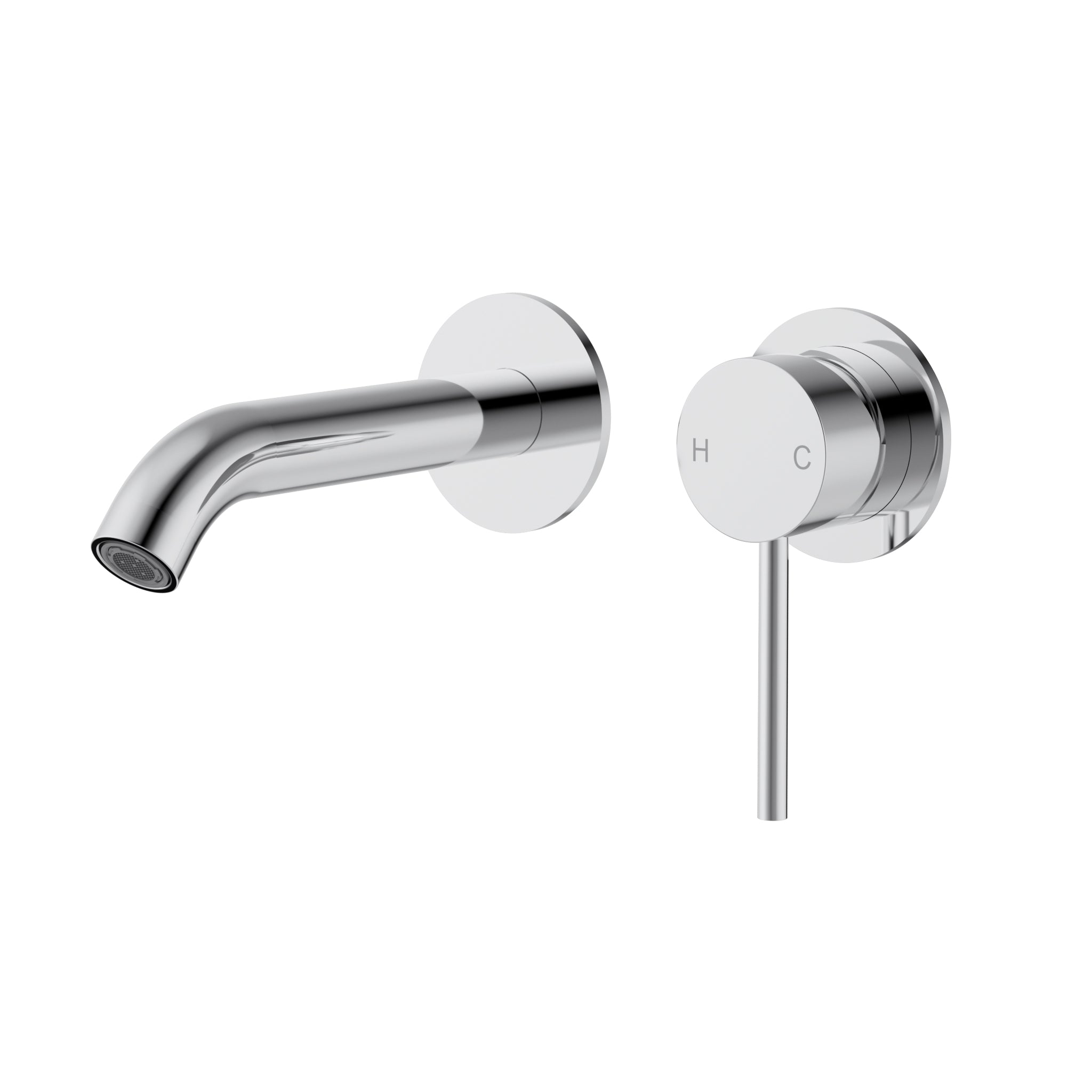 Otus Slimline Wall Basin Mixer with Spout One Piece Trim Kit Chrome