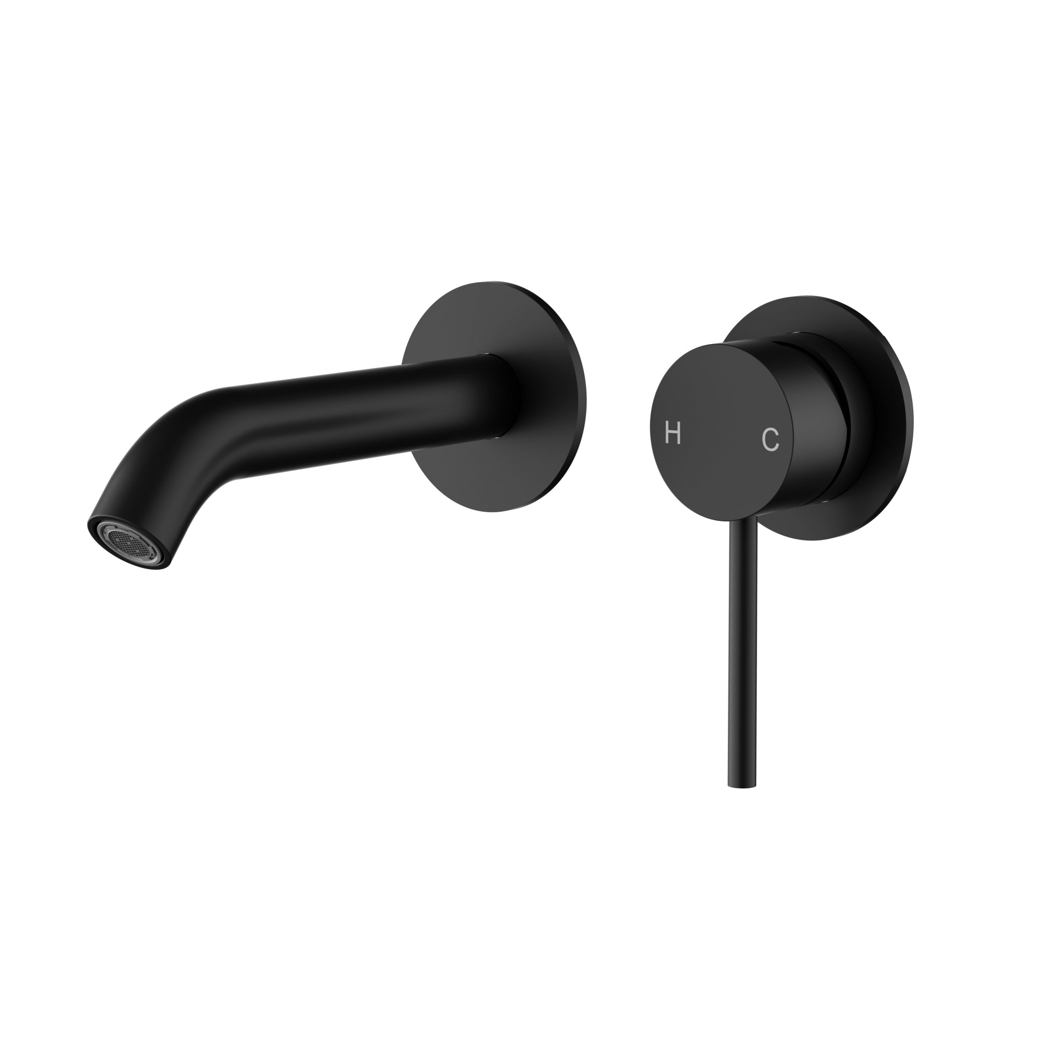 Otus Slimline Wall Basin Mixer with Spout One Piece Trim Kit Matt Black