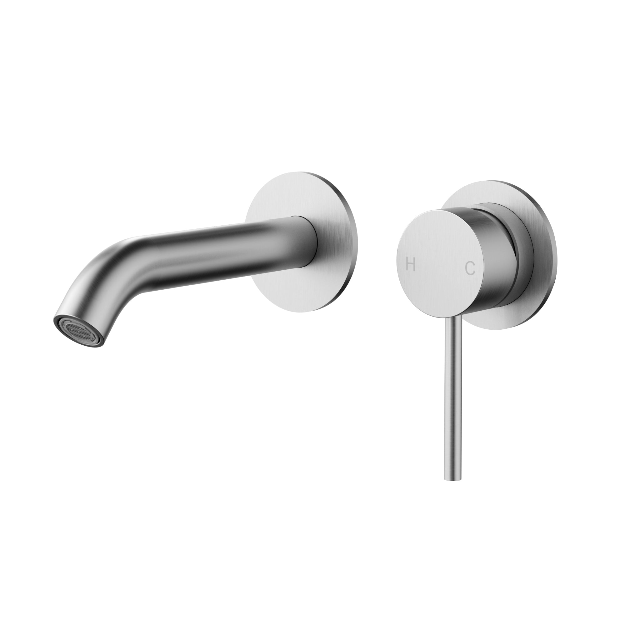 Otus Slimline Wall Basin Mixer with Spout Seperate Trim Kit Stainless Steel