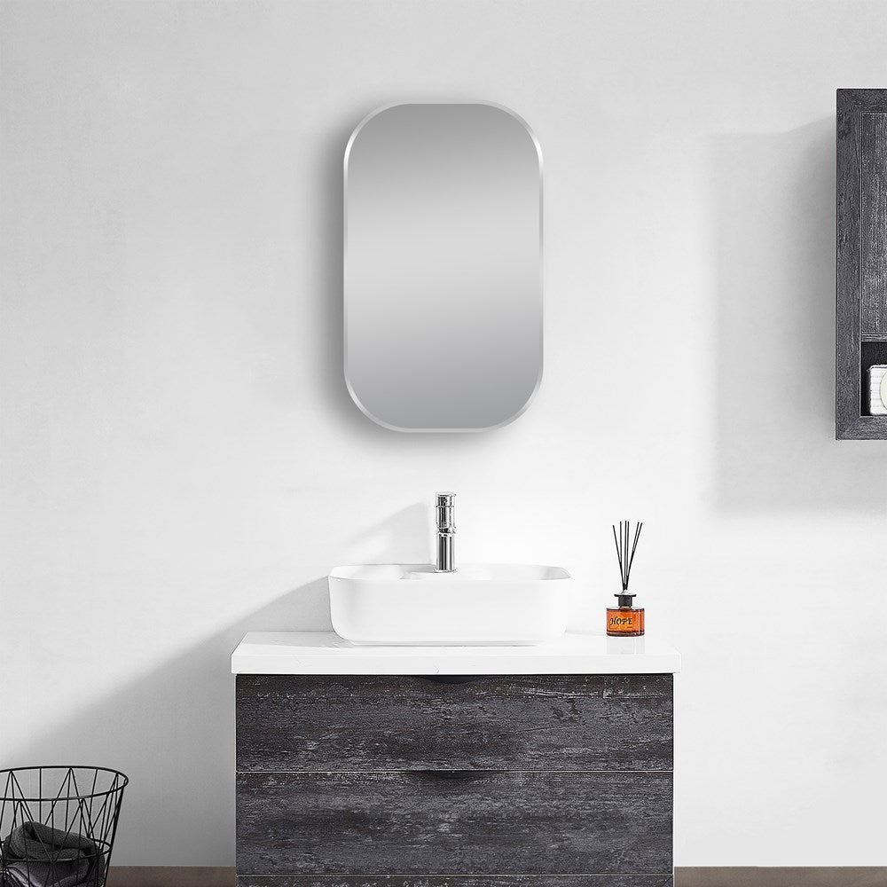 450*750mm Matte Brushed Nickel Non-Luminous Framed Mirror Mounted Vertical or Horizontal