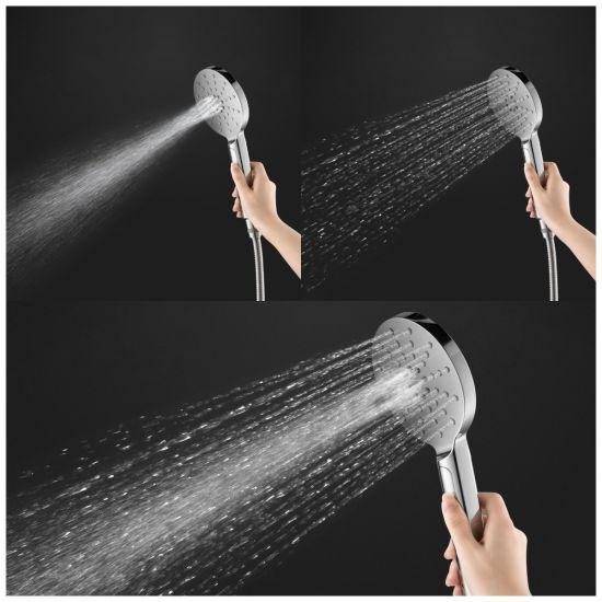 Round Black ABS 3 Function Handheld Shower Only - Living and Bathroom