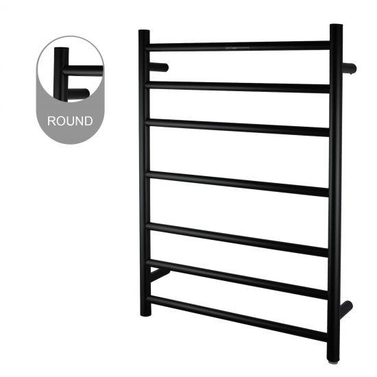 Round Matte Black Electric Heated Towel Rack 7 Bars - Living and Bathroom