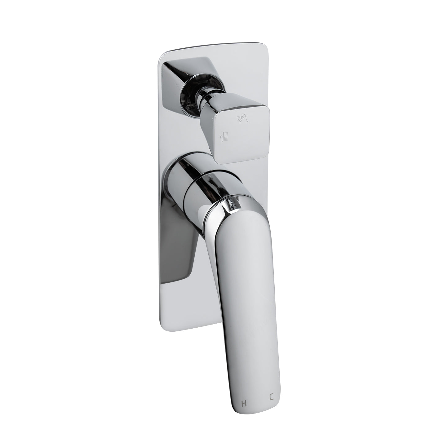 AU Series Square Chrome Wall Mixer with Diverter