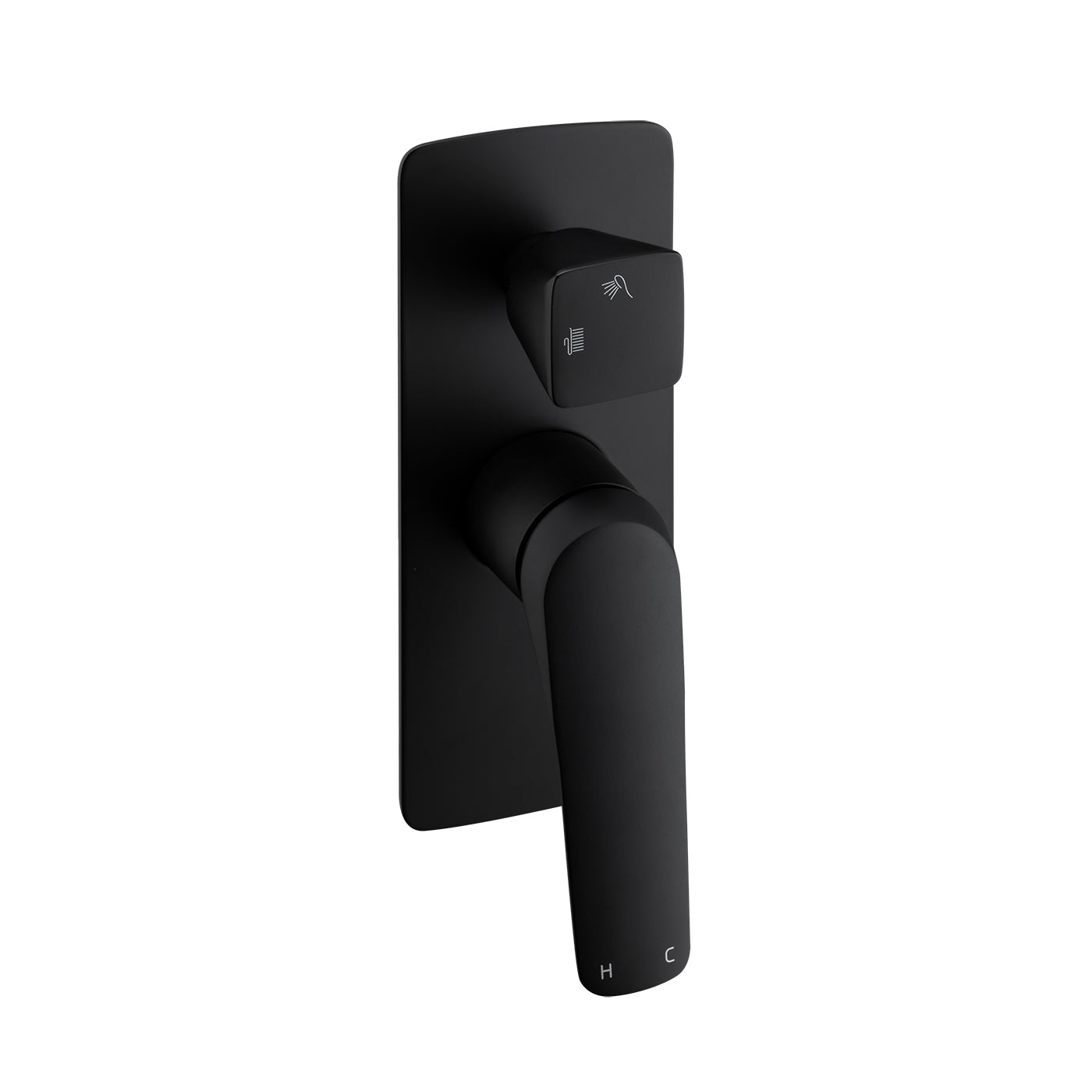 AU Series Square Black Wall Mixer with Diverter