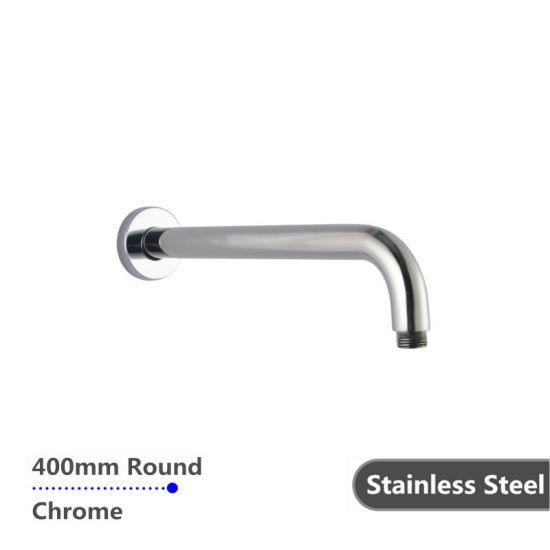 Round Chrome Stainless Steel Wall Mounted Shower Arm 400mm - Living and Bathroom