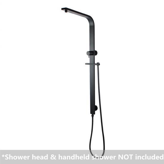 Black Square Shower Station without Shower Head and Handheld Shower(Wide Rail) - Living and Bathroom