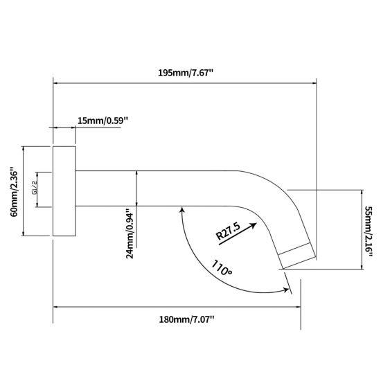 LUCID PIN Series Round Brushed Nickel Bathtub/Basin Wall Spout - Living and Bathroom