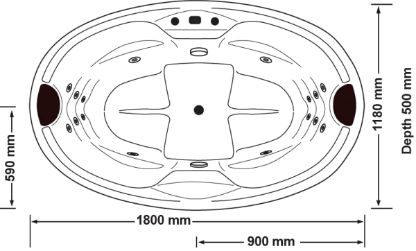 Joya 1700*1180*500mm Gloss White Acrylic 16 Jets Drop in Spa Bath Tub - Living and Bathroom