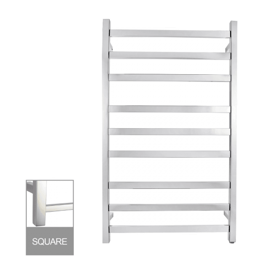 Square Chrome Electric Heated Towel Rack 9 Bars - Living and Bathroom