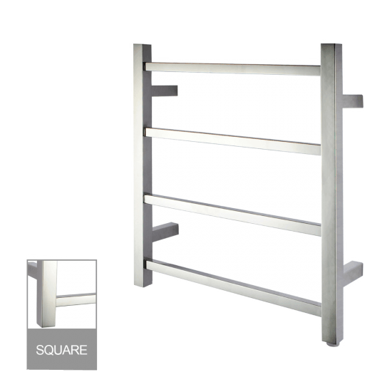 Square Chrome Electric Heated Towel Rack 4 Bars - Living and Bathroom