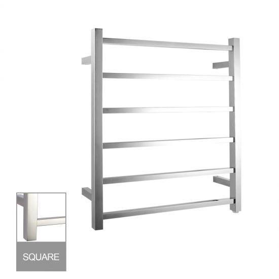 Square Chrome Electric Heated Towel Rack 6 Bars - Living and Bathroom