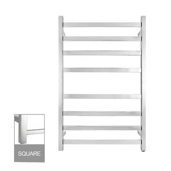 Square Chrome Electric Heated Towel Rack 8 Bars - Living and Bathroom