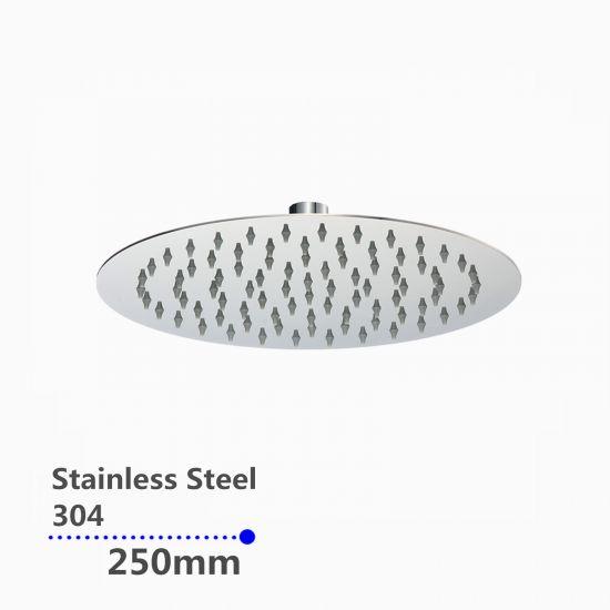 Super-slim Round Chrome Rainfall Shower Head 250mm - Living and Bathroom