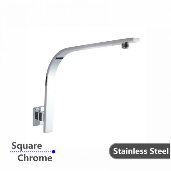 Square Chrome Gooseneck Wall Shower Arm - Living and Bathroom