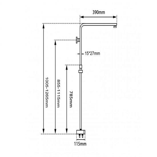 Square Chrome Shower Station without Shower Head and Handheld Shower - Living and Bathroom