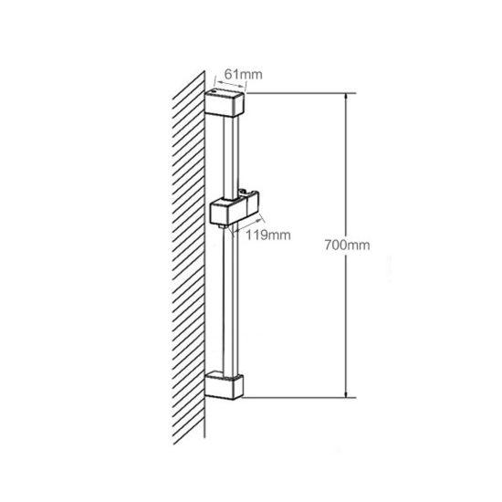 Square Brushed Nickel Hand Shower Rail without Handheld Shower - Living and Bathroom