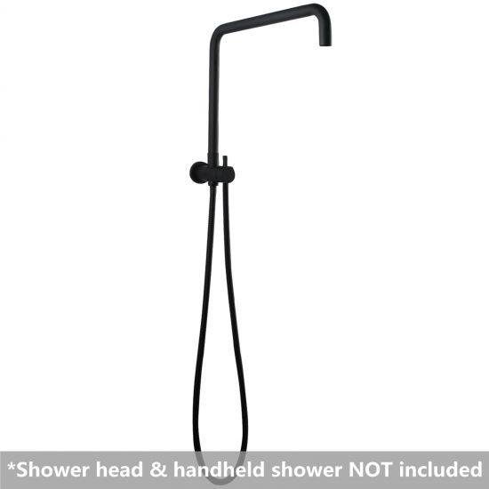 Round Black Top Water Inlet Shower Rail - Living and Bathroom