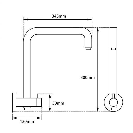 Round Black Top Water Inlet Shower Rail - Living and Bathroom