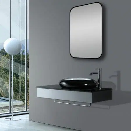450*750mm Matte Brushed Black Non-Luminous Framed Mirror Mounted Vertical or Horizontal