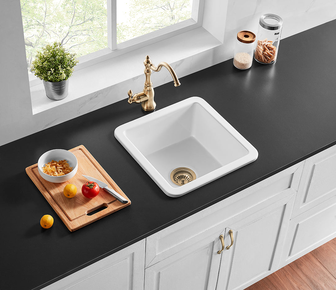 Gloss white Camden Fireclay Sink 457*457*228mm