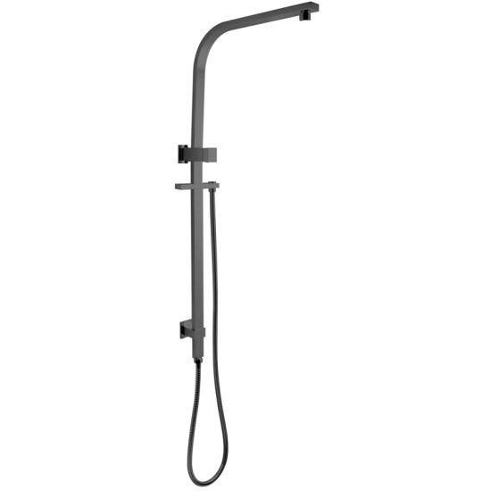 Square Gun Metal Grey Shower Station without Shower Head and Handheld Shower - Living and Bathroom