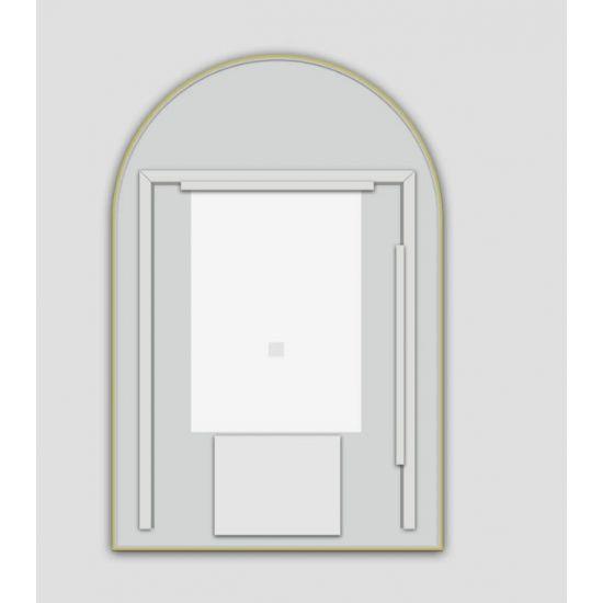 600*900mm Arch 3 Color Lighting Gun Metal Grey Aluminum Framed Front Hidden LED Mirror with Touch Sensor Switch - Living and Bathroom