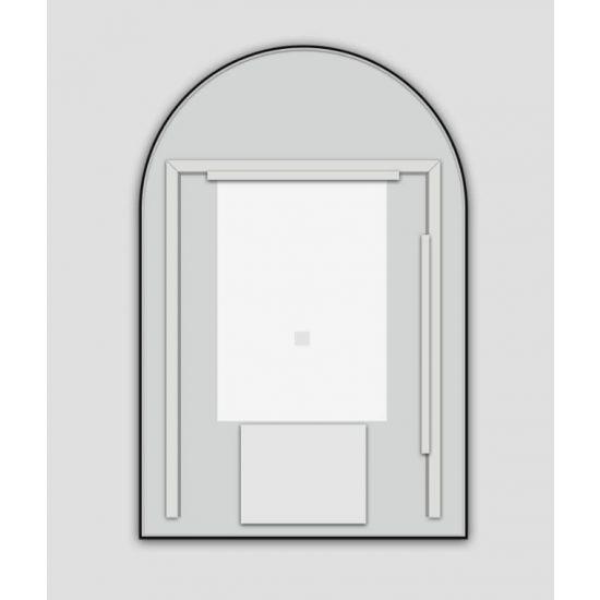 600*900mm Arch 3 Color Lighting Matte Black Aluminum Framed Front Hidden LED Mirror with Touch Sensor Switch - Living and Bathroom
