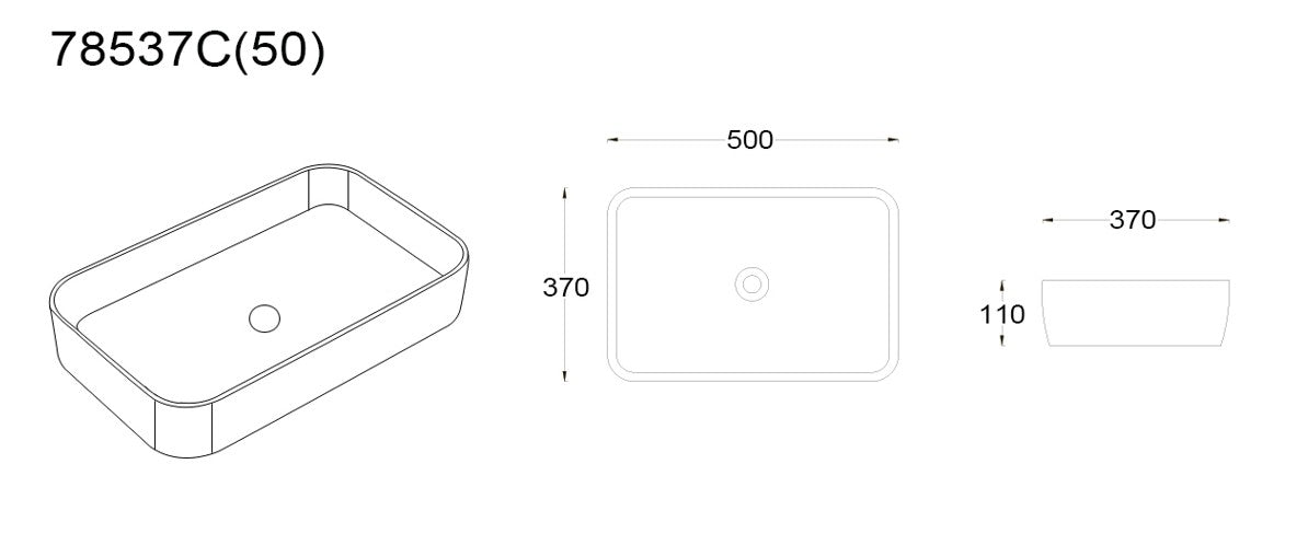 Kliff Above Counter Basin 500*370*110 Matte Black