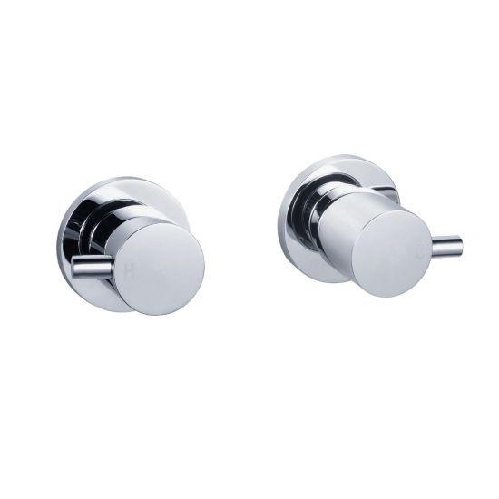 LUCID PIN Round Chrome Shower Wall Taps - Living and Bathroom