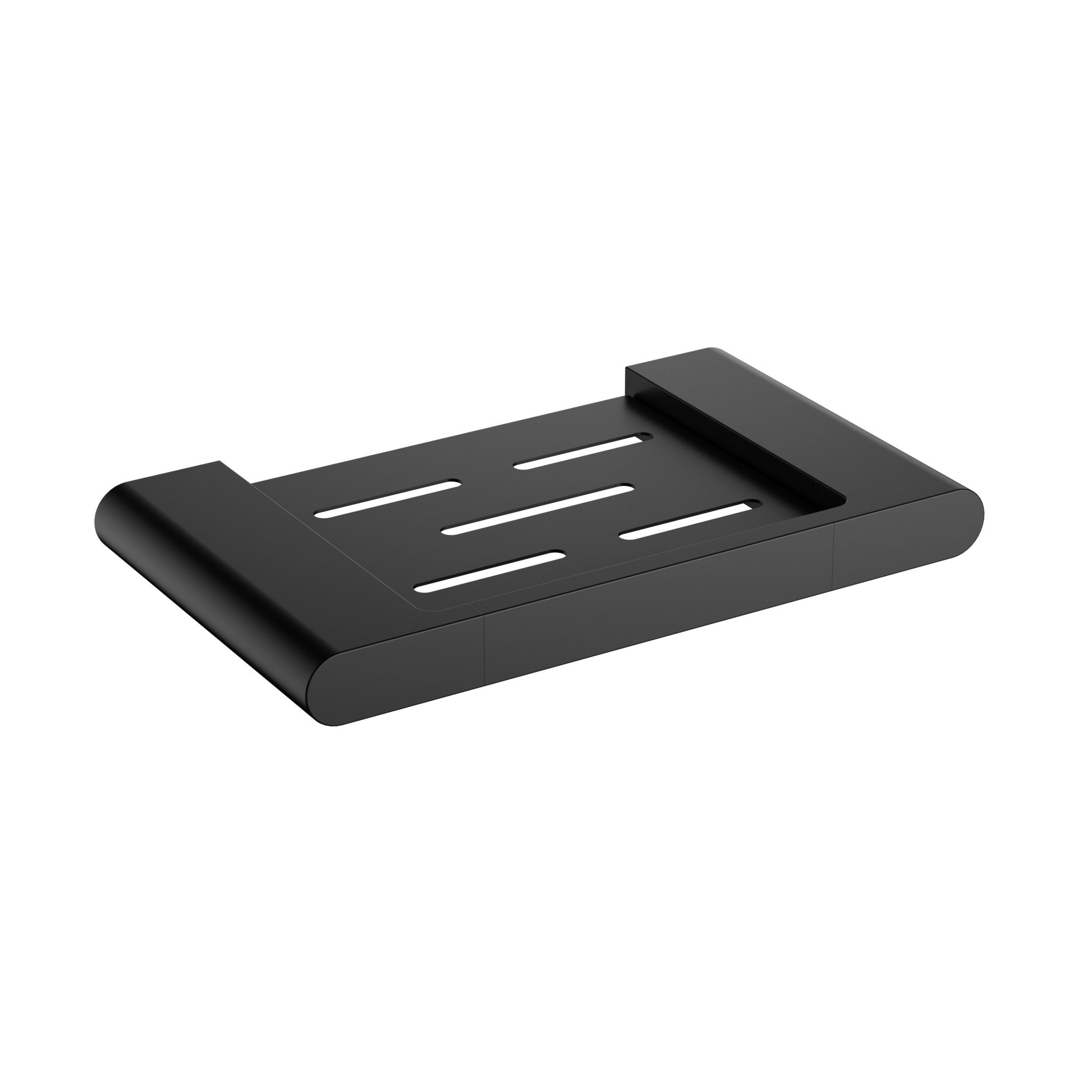 Cora Round Cornered Rectangle Soap Shelf - Matt Black