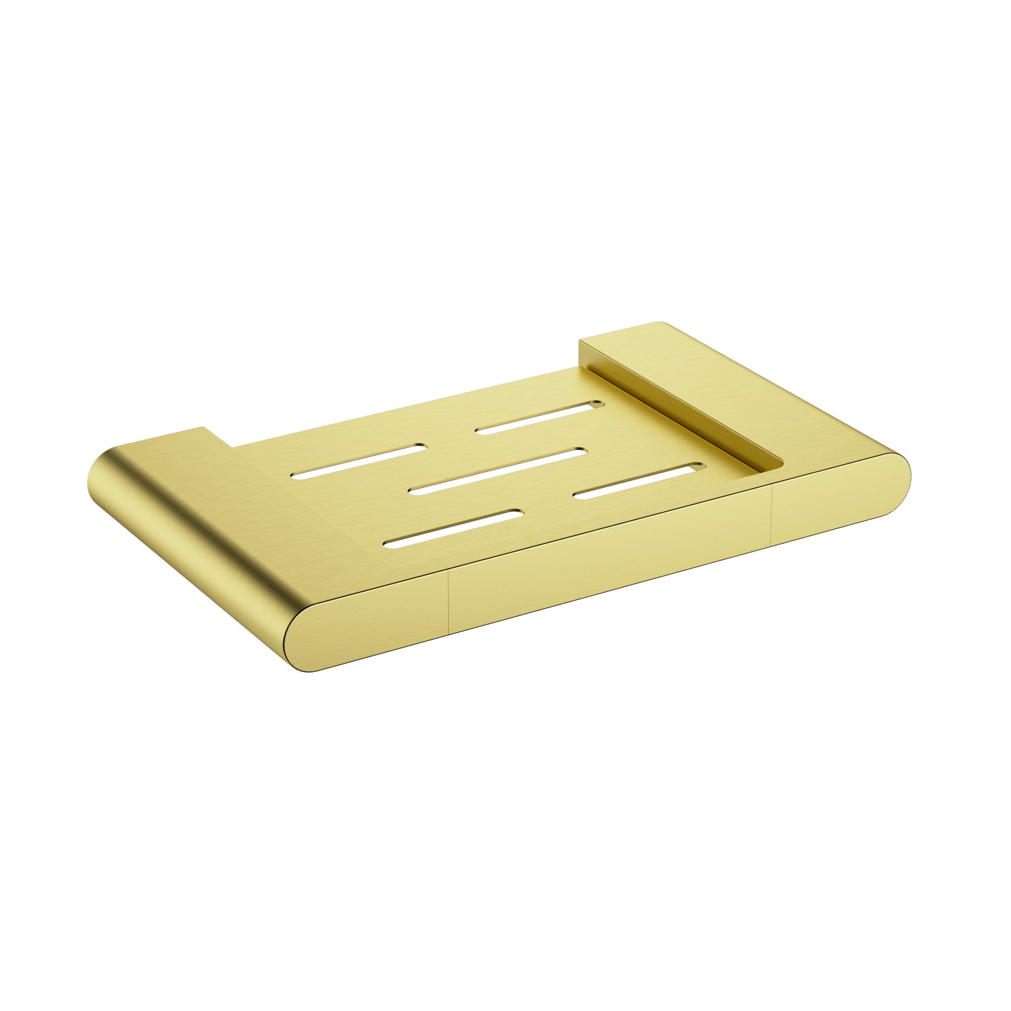Cora Round Cornered Rectangle Soap Shelf - Brushed Gold