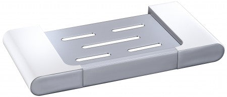 Cora Round Cornered Rectangle Soap Shelf - Chrome & White