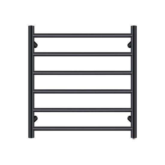 Round Black Electric Heated Towel Rack 6 Bars - Living and Bathroom